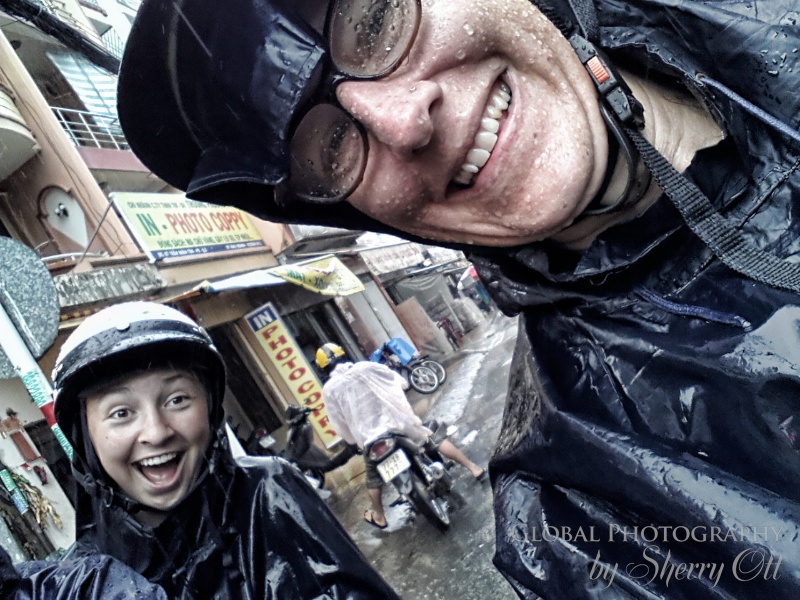 Evie and I on the back of our motorbikes enjoying the rainy experience! Evie and I on the back of our motorbikes enjoying the rainy experience!