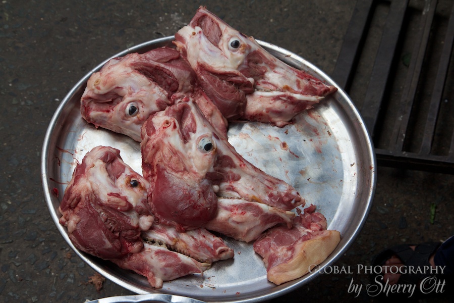 Cow heads at the market – all served up on a platter Cow heads at the market – all served up on a platter